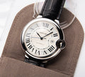Cartier Round Watch with Black Strap and Silver-Tone Case
