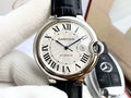 Cartier Round Watch with Black Strap and Silver-Tone Case