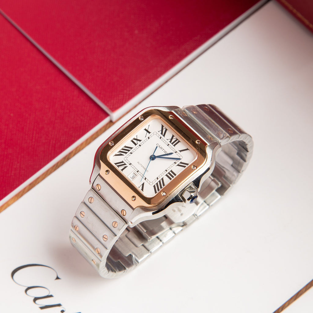 Cartier Square Watch with Two-Tone Bracelet