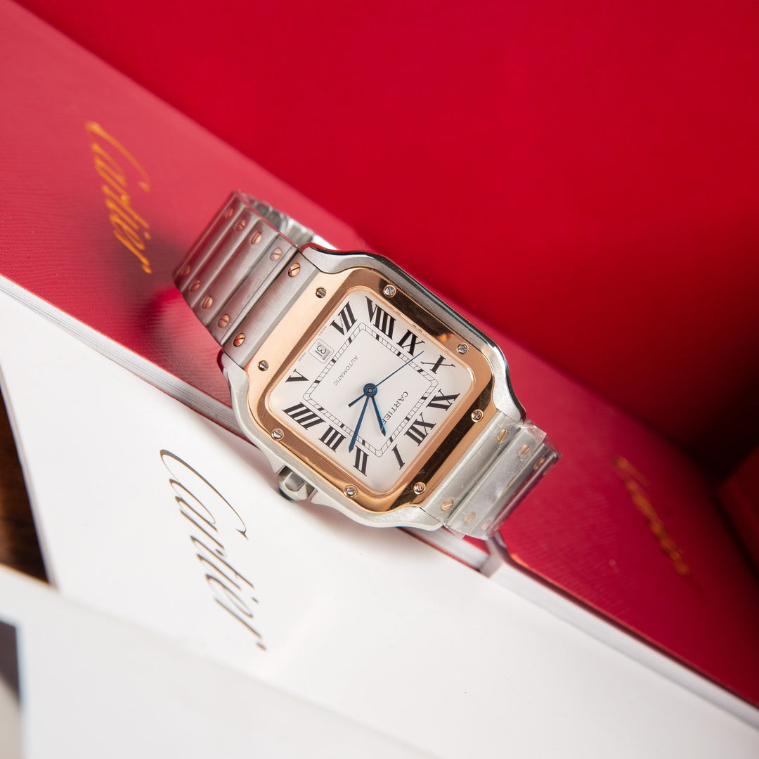 Cartier Square Watch with Two-Tone Bracelet