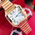 Cartier Square Watch with Rose Gold-Tone Bracelet