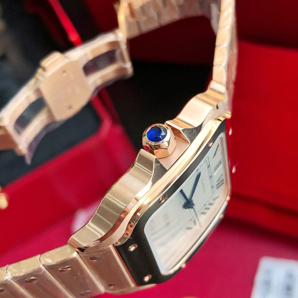 Cartier Square Watch with Rose Gold-Tone Bracelet