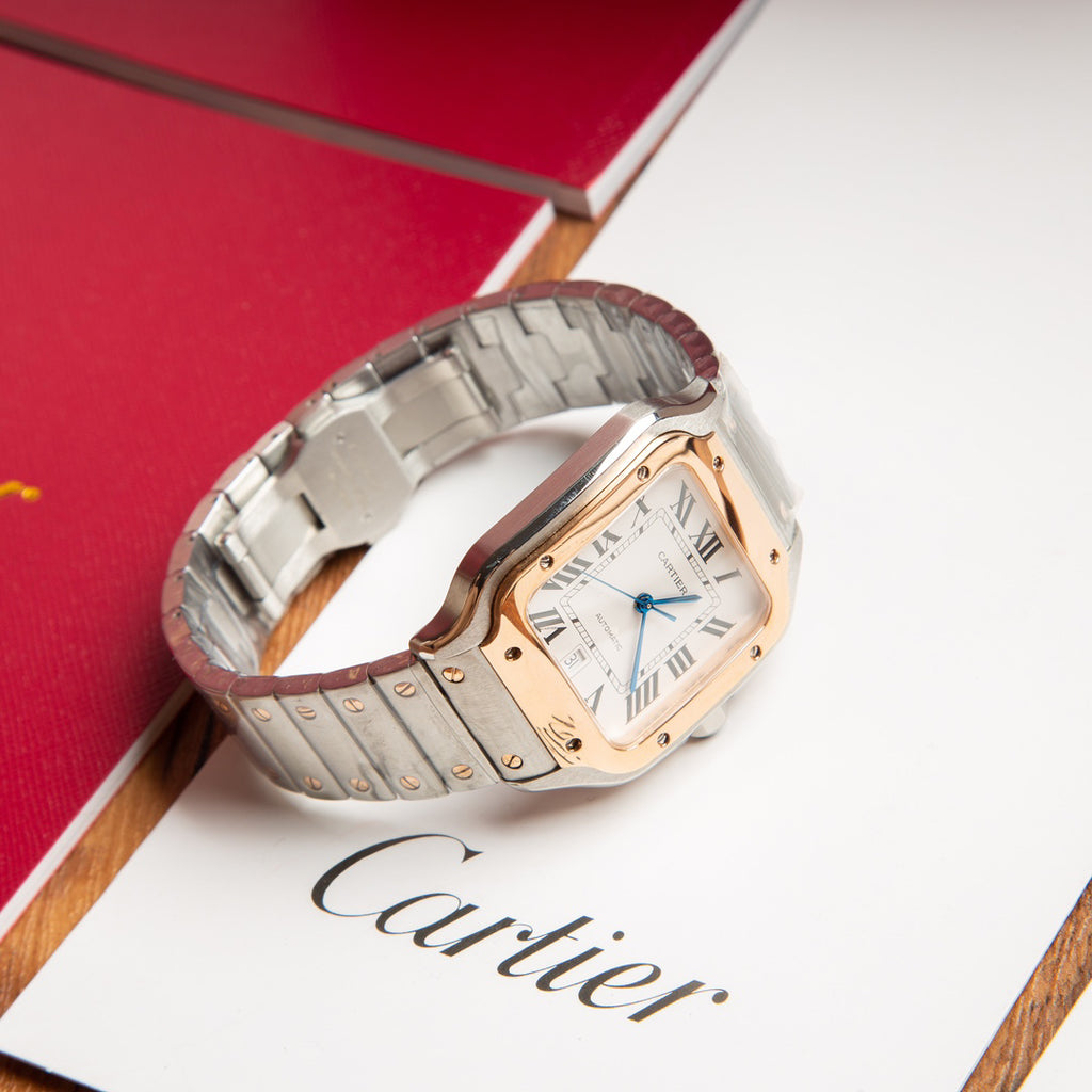 Cartier Square Watch with Two-Tone Bracelet