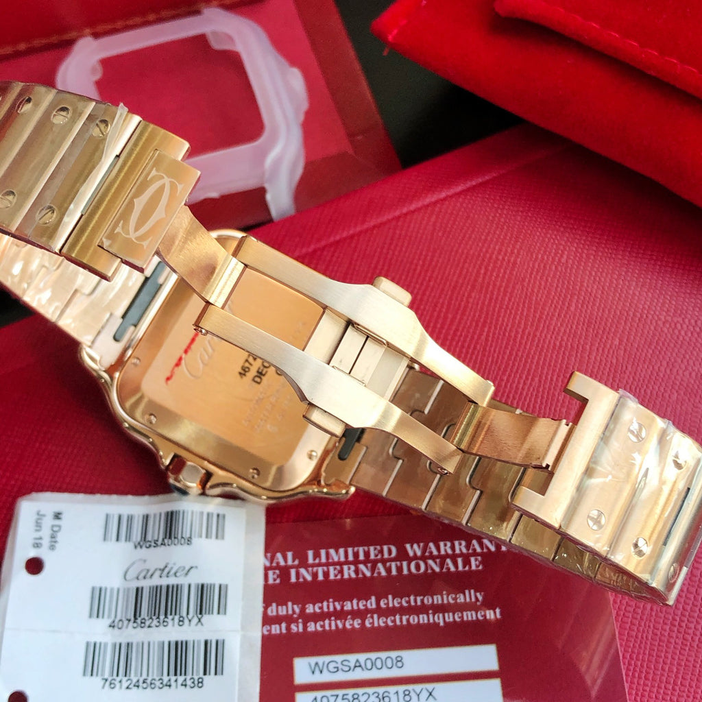 Cartier Square Watch with Rose Gold-Tone Bracelet