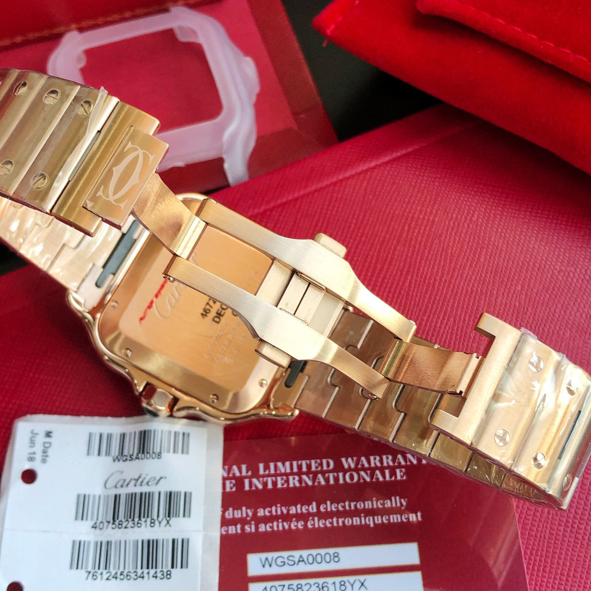 Cartier Square Watch with Rose Gold-Tone Bracelet