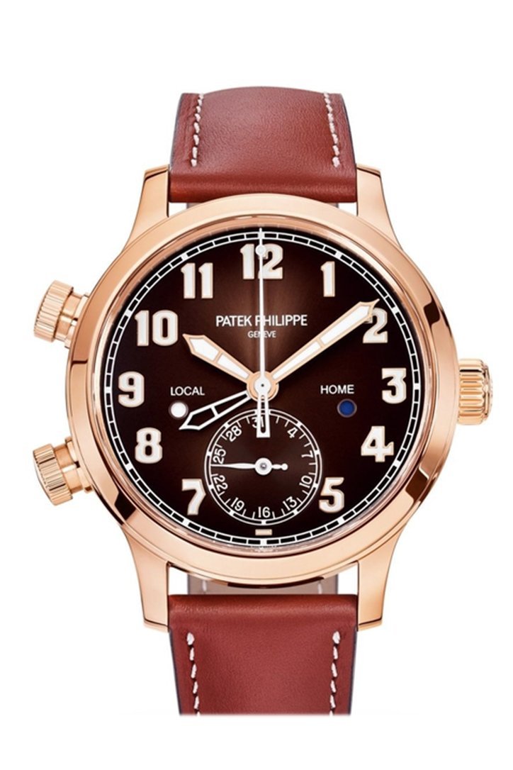 Patek Philippe Complications Calatrava Pilot Travel Time Brown Sunburst Dial Automatic Ladies Watch 1